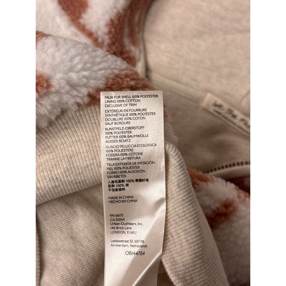 Free People Jacket Large Womens Canyon Moon Sherpa Chunky Fur Floral Zip Hoodie - Picture 8 of 8